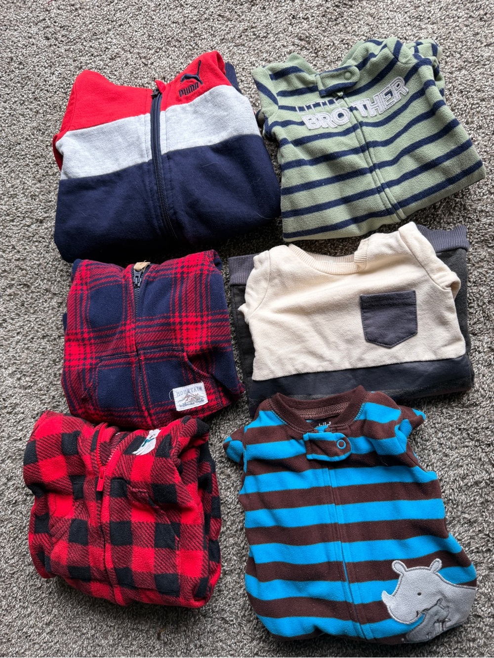 Puma Kids Colorblock Zip Hoodie - Red, Gray & Navy